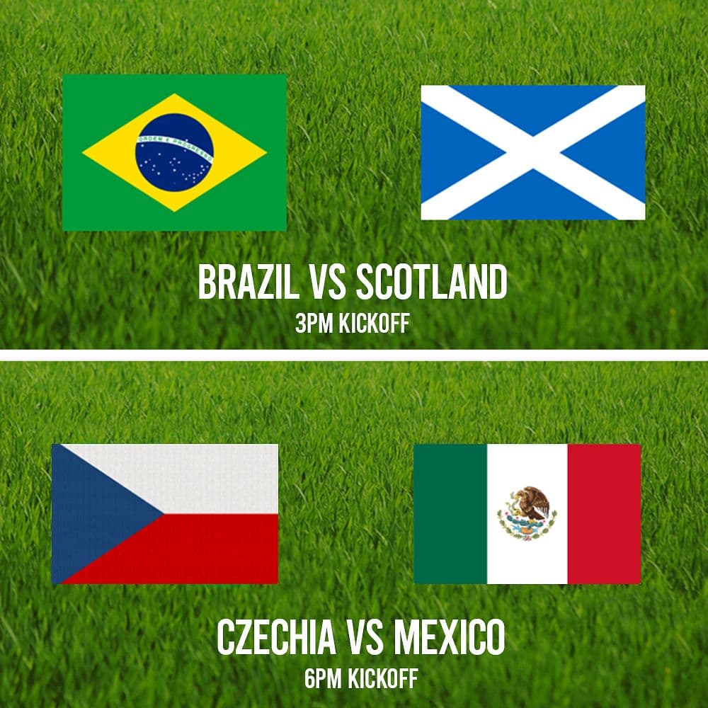 WORLD SOCCER WATCH PARTY: BRAZIL vs. SCOTLAND, CZECHIA vs. MEXICO